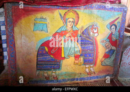 La regina, affresco. Azwa Mariam chiesa, Amhara Region, Etiopia Foto Stock