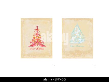 Abstract elegante grunge albero di Natale carta di serie Illustrazione Vettoriale