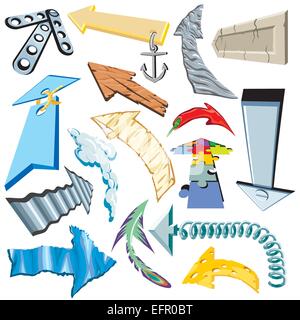 3D set di freccia fatte di materiali organici, illustrazione vettoriale Illustrazione Vettoriale