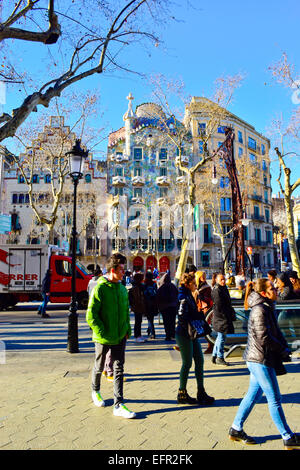 Casa Amatller da Puig i Cadafalch. Casa Batllo di Antoni Gaudi. Passeig de Gracia, Barcellona, in Catalogna, Spagna. Foto Stock