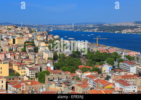 Paesaggio urbano dalla Torre di Galata, Istanbul, Turchia Foto Stock