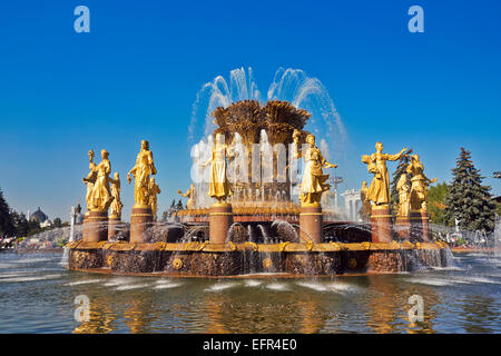 L'amicizia del popolo Fontana al All-Russia Exhibition Centre (VDNKh). Mosca, Russia. Foto Stock