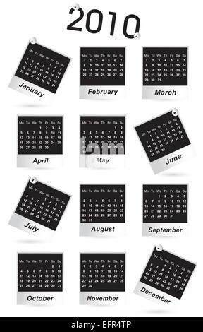 Il calendario per l'anno 2010 con foto, illustrazione vettoriale Illustrazione Vettoriale