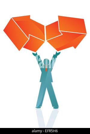 Concettuale icona Business dell uomo che mostra le direzioni e rischi, illustrazione vettoriale Illustrazione Vettoriale