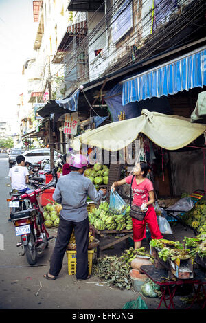 Banane stallo, Phnom Penh Cambogia. Foto Stock
