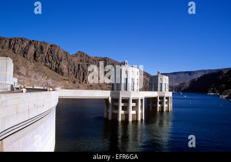 La diga di Hoover, il Lago Mead, Nevada, Stati Uniti d'America. Foto Stock