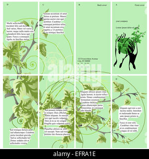 Brochure verde. verde quattro-fold brochure ecologia natura design con foglie Foto Stock