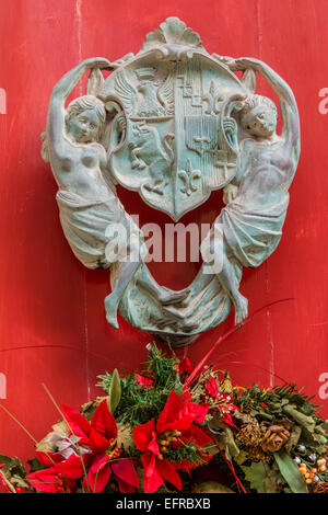 Ottone Vintage porta di metallo respingente in Malta Foto Stock