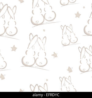 Illustrazione perfetta, conigli, pattern Foto Stock