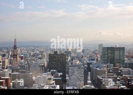 Vista della città di Sapporo, Hokkaido, Giappone Foto Stock