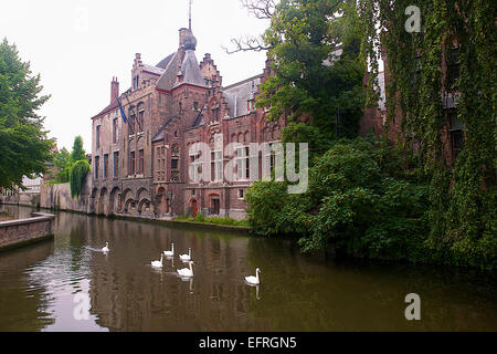 Dijver Canal, Bruges, Belgio Foto Stock