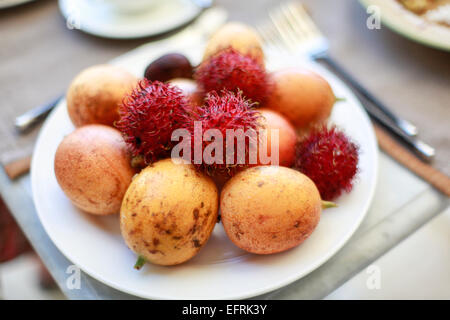 Rambutan e frutti della passione Foto Stock