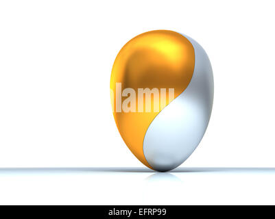 Golden - argento uovo di pasqua con yin-yang simbolo. Conceptual 3d illustrazione Foto Stock