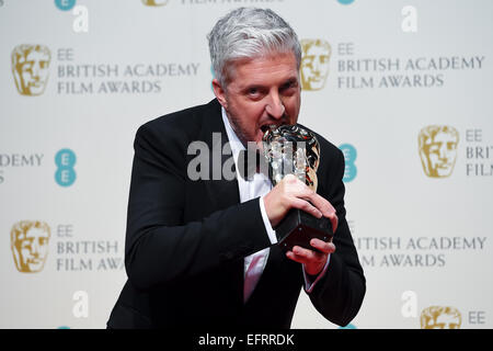 Anthony McCarten presso l'EE British Academy Film Awards presso la Royal Opera House il 8 febbraio 2015 a Londra, Inghilterra. Foto Stock