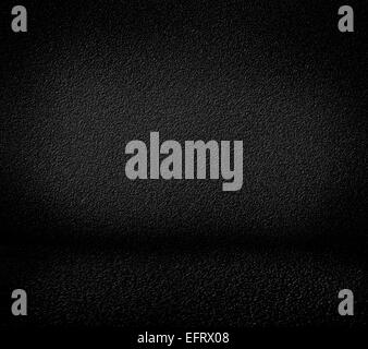 Nero minimalista parete sgranate di sfondo nero e il pavimento. Alta risoluzione, buona per i modelli, sfondi, trame. Foto Stock