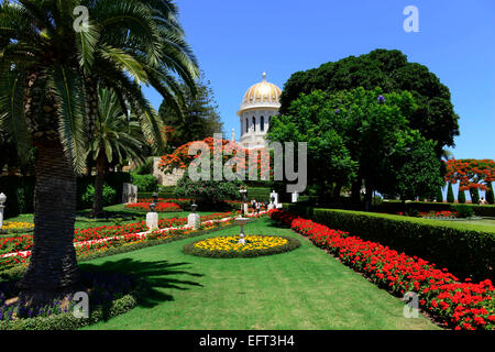 Il tempio Bahai & i giardini Bahai di Haifa. Foto Stock