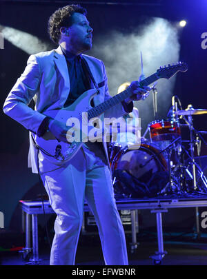 Deserto Festival 2014 a Cornbury Park - Giorno 2 - Prestazioni - Metronomy dotate: Joseph Mount,Metronomy dove: Charlbury, Oxfordshire, Regno Unito quando: 08 Ago 2014 Foto Stock