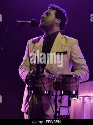 Deserto Festival 2014 a Cornbury Park - Giorno 2 - Prestazioni - Metronomy dotate: Joseph Mount,Metronomy dove: Charlbury, Oxfordshire, Regno Unito quando: 08 Ago 2014 Foto Stock