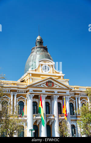 Vista verticale del legislatore edificio di La Paz in Bolivia Foto Stock