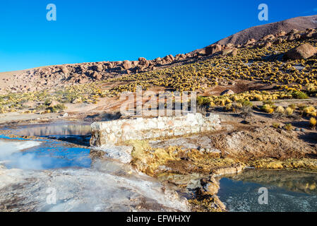 Paesaggio di El Tatio Geyser vicino a San Pedro de Atacama, Cile Foto Stock