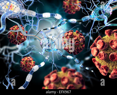 Le cellule nervose, concetto per malattie neurologiche, tumori e chirurgia cerebrale. Foto Stock