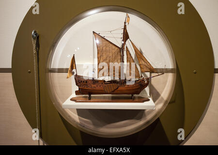 Rotterdam Museo Marittimo, Holland, Paesi Bassi. Full-scafo nave modello dal 1773, lavorazione di Jan Boele. Foto Stock