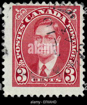 CANADA - circa 1937: un timbro stampato in Canada, mostra ritratto del re George VI (1895-1952), circa 1937 Foto Stock