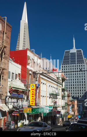 SACRAMENTO STREET Chinatown di San Francisco California USA Foto Stock