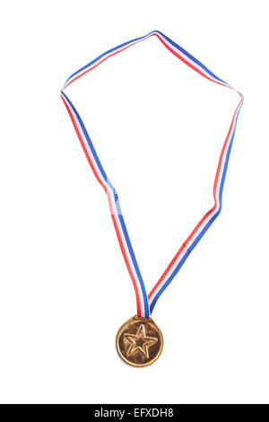 Medaglia d'oro isolato su uno sfondo bianco Foto Stock