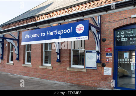 L'ingresso a Hartlepool stazione ferroviaria Foto Stock