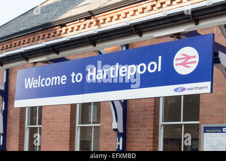 L'ingresso a Hartlepool stazione ferroviaria Foto Stock