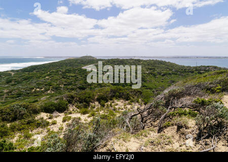 Vista dalla collina Cheviot verso le teste, Parco Nazionale Point Nepean, Portsea, Penisola di Mornington, Victoria, Australia Foto Stock