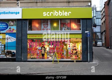 Scribbler greeting card shop Inghilterra Nottingham Regno Unito Foto Stock