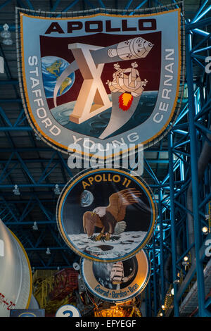 Missione Apollo banner badge presso il Kennedy Space Center Foto Stock