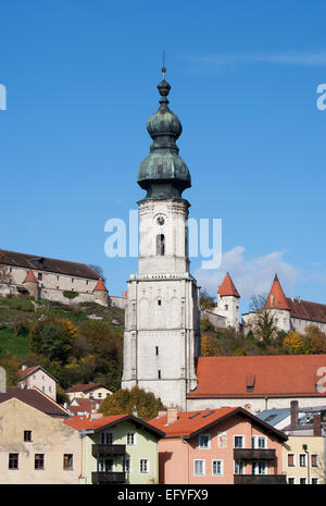 Chiesa Parrocchiale di San Giacomo, città vecchia, Burghausen, Alta Baviera, Baviera, Germania Foto Stock