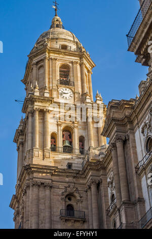 Dettagli della torre della cattedrale Malaga Andalusia Spagna Foto Stock