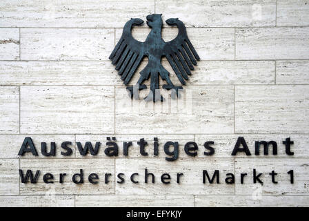 Orientamento per autorità del Ministero degli Esteri della Repubblica federale di Germania sulla Werderschen Markt di Berlino. Foto Stock