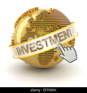 Global Investment concetto, regione Europa, 3D render Foto Stock