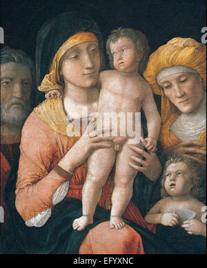 Andrea Mantegna Madonna con Bambino e i santi Giuseppe, Elisabetta e Giovanni Battista Foto Stock