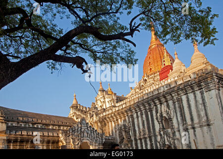 Il Tempio di Ananda, uno dei quattro sopravvissuti di templi buddisti di Bagan, Mandalay Regione, Myanmar / Birmania Foto Stock