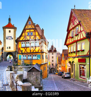 La strada più famosa di Rothenburg ob der Tauber, Baviera, Germania Foto Stock