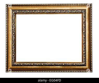 Cornice dorata isolati su sfondo bianco Foto Stock