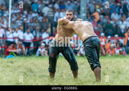 Lottatori combattimenti, Kirkpinar Foto Stock