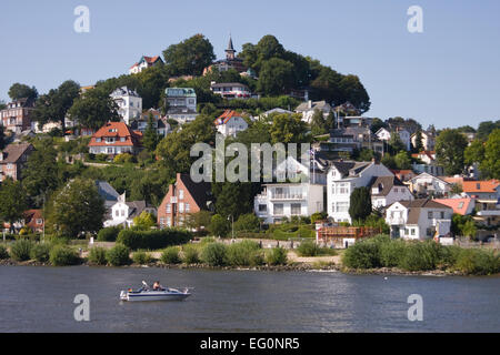 Vista del Süllberg nel quartiere Blankenese con Elba ad Amburgo, Germania, Amburgo, Germania, Europa Foto Stock