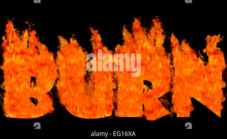 Concetto di immagine di parole infuocate hot bruciare fuoco su sfondo semplice Foto Stock