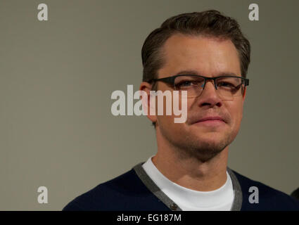 Regno Unito, Londra : attore americano Matt Damon in posa per una foto in congiunzione con il film " Il monumento di uomini" nel centro di Londra il 11 febbraio, 2014 Foto Stock