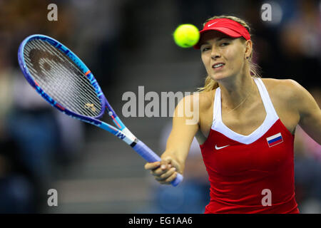 Cracovia in Polonia. 8 febbraio, 2015. Alimentato Cip internazionale torneo di tennis, Polonia contro la Russia. Maria Sharapova (RUS) Foto Stock