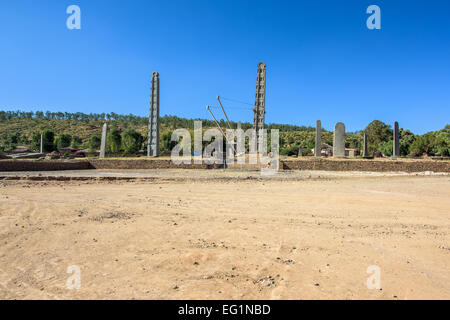 Nord stele Park della città di Axum Foto Stock