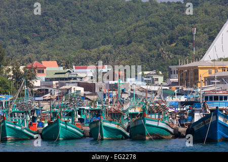 Porto di pesca Cang Un, Phu Quoc, Vietnam Asia Foto Stock