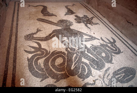 Pavimento a mosaico in bagno, Ercolano Ercolano, Campania, Italia Foto Stock